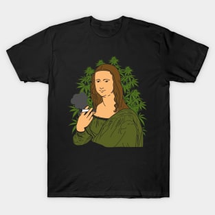 Mona Lisa Smoke Weed Funny Meme T-Shirt
